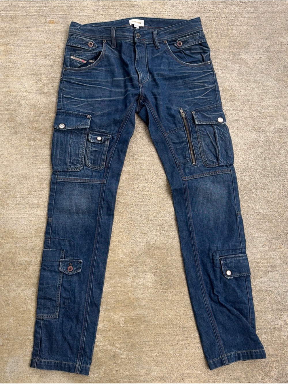 Diesel Men's Indigo Skinny Cargo Jeans 32 X 34